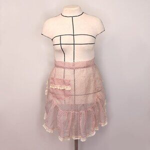1950s Sheer Ruffled Half Apron with Lace Trim